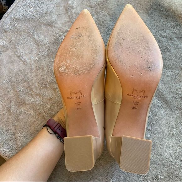 Marc Fisher Champagne Gold Square Heel Closed Toe Pumps - Picture 9 of 9